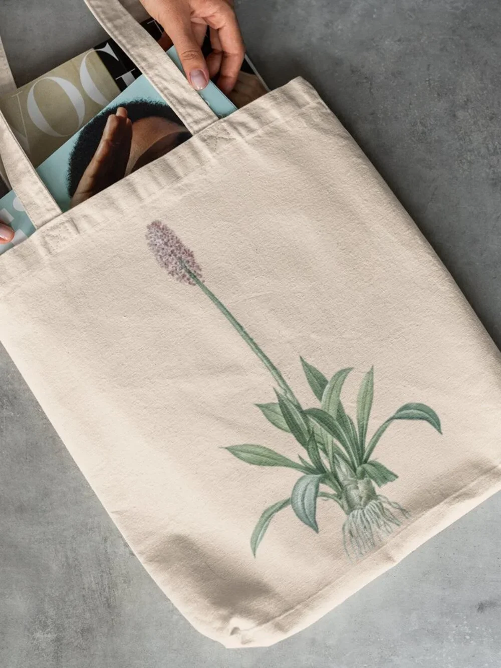 Swamp Pink Vintage Floral Print Graphic Canvas Tote Bag